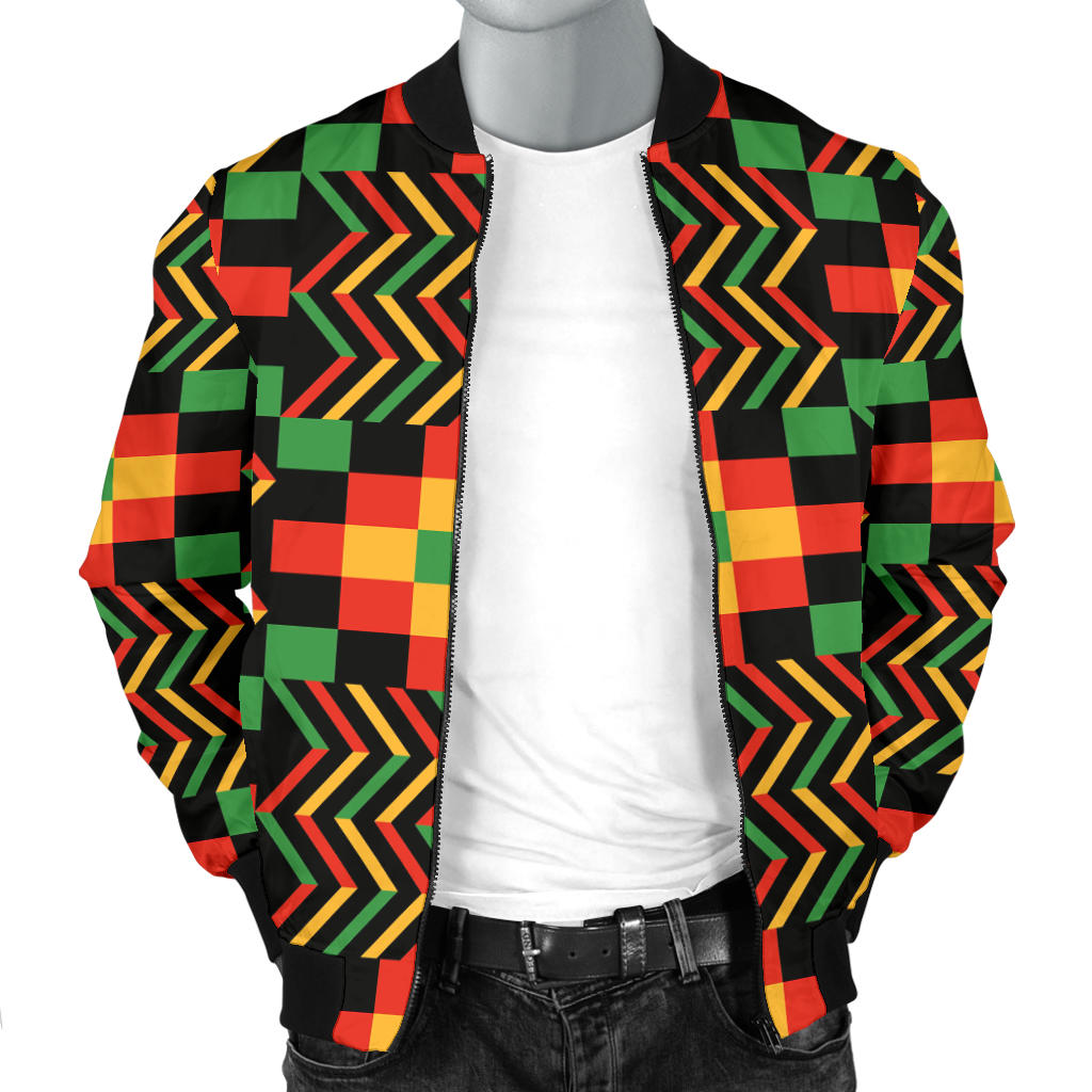 Kente Pattern Print Design 01 Men Bomber Jacket