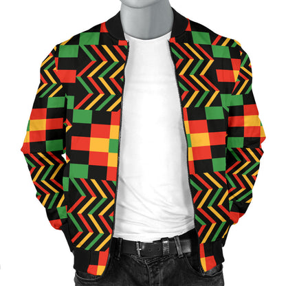 Kente Pattern Print Design 01 Men Bomber Jacket