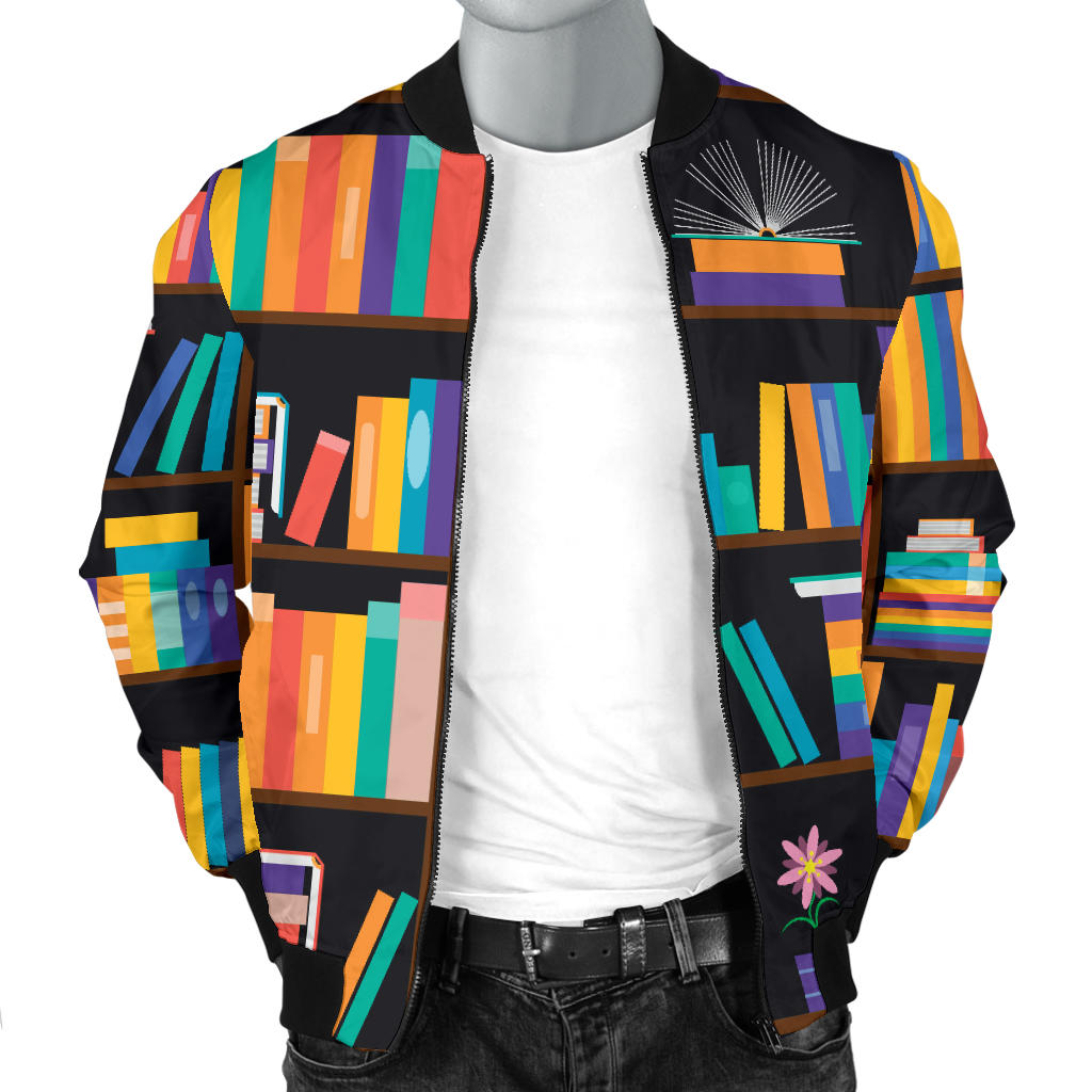 Book Pattern Print Design 05 Men Bomber Jacket