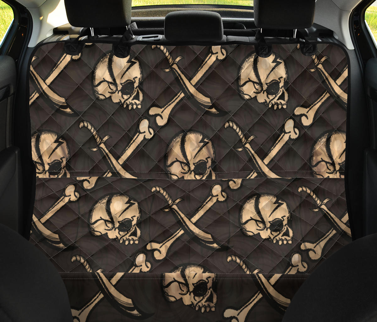 Pirate Pattern Print Design A03 Rear Dog Car Seat Cover Hammock