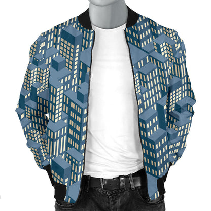 City Pattern Print Design 01 Men Bomber Jacket