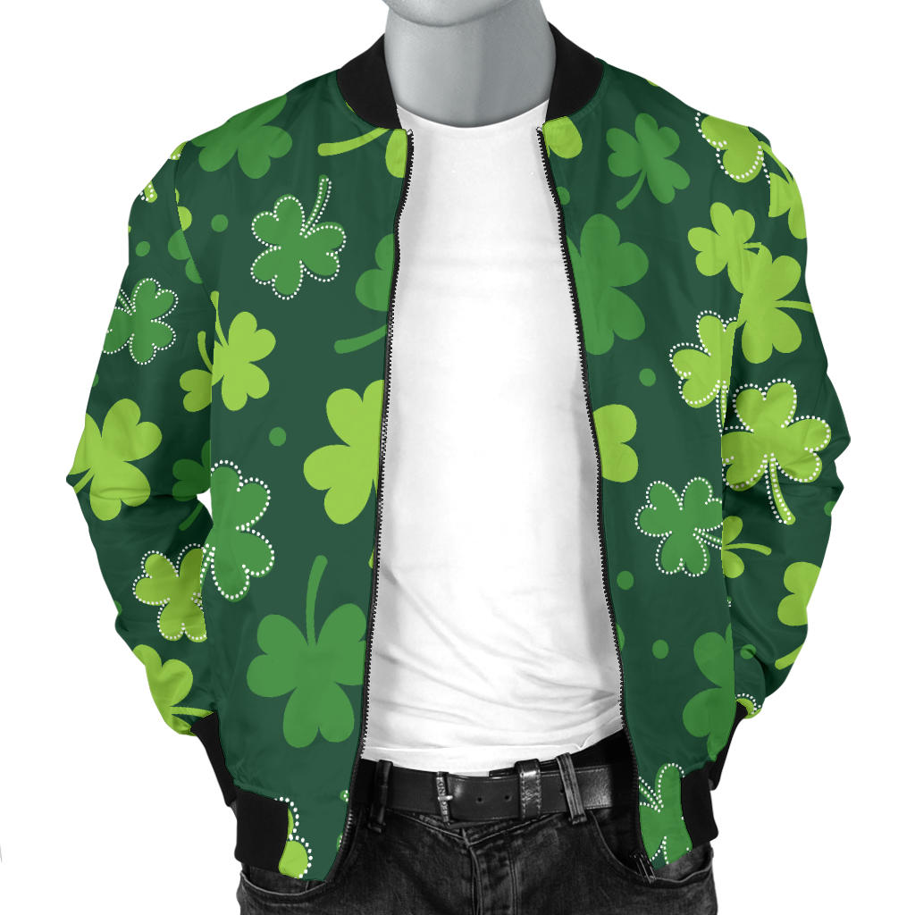 Clover Pattern Print Design 02 Men Bomber Jacket