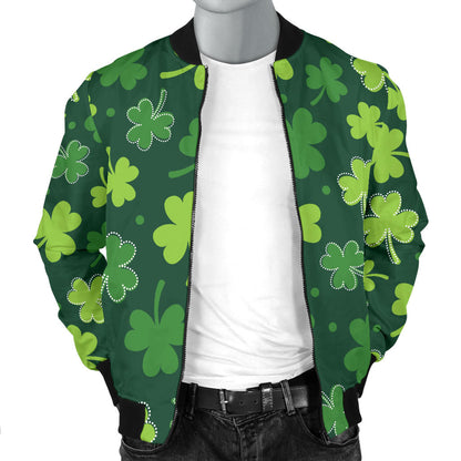 Clover Pattern Print Design 02 Men Bomber Jacket