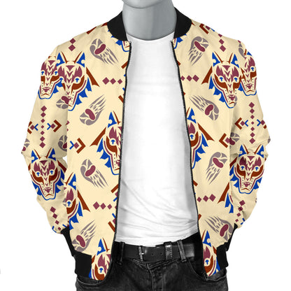 Aztec Wolf Pattern Print Design 03 Men Bomber Jacket
