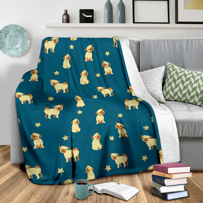Pug Pattern Print Design A06 Premium Blanket