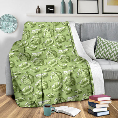 Brussels Sprouts Pattern Print Design 01 Premium Blanket