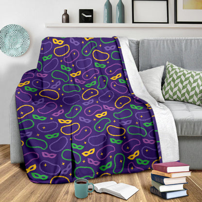 Mardi Gras Pattern Print Design 04 Premium Blanket