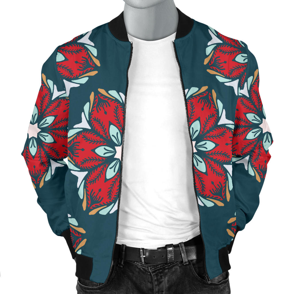 Poinsettia Pattern Print Design A03 Men Bomber Jacket