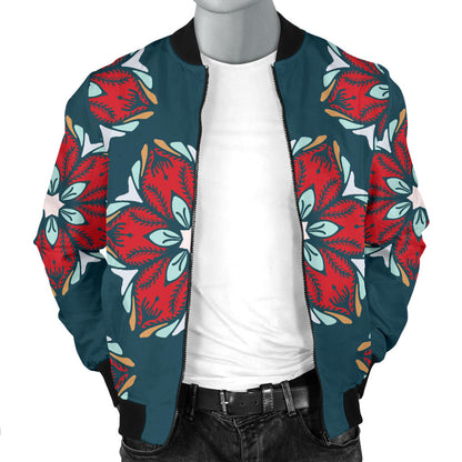 Poinsettia Pattern Print Design A03 Men Bomber Jacket