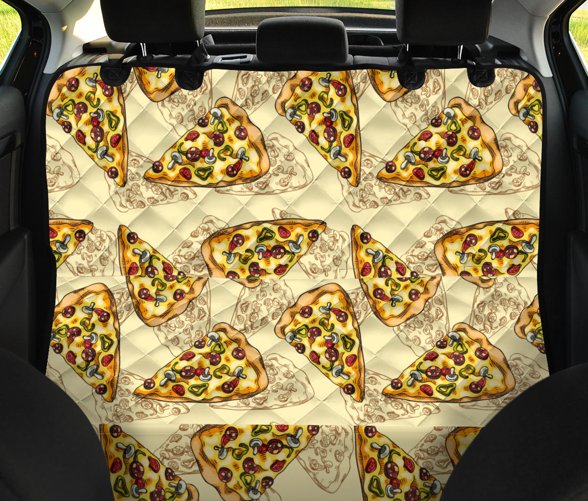 Pizza Pattern Print Design A01 Rear Dog Car Seat Cover Hammock