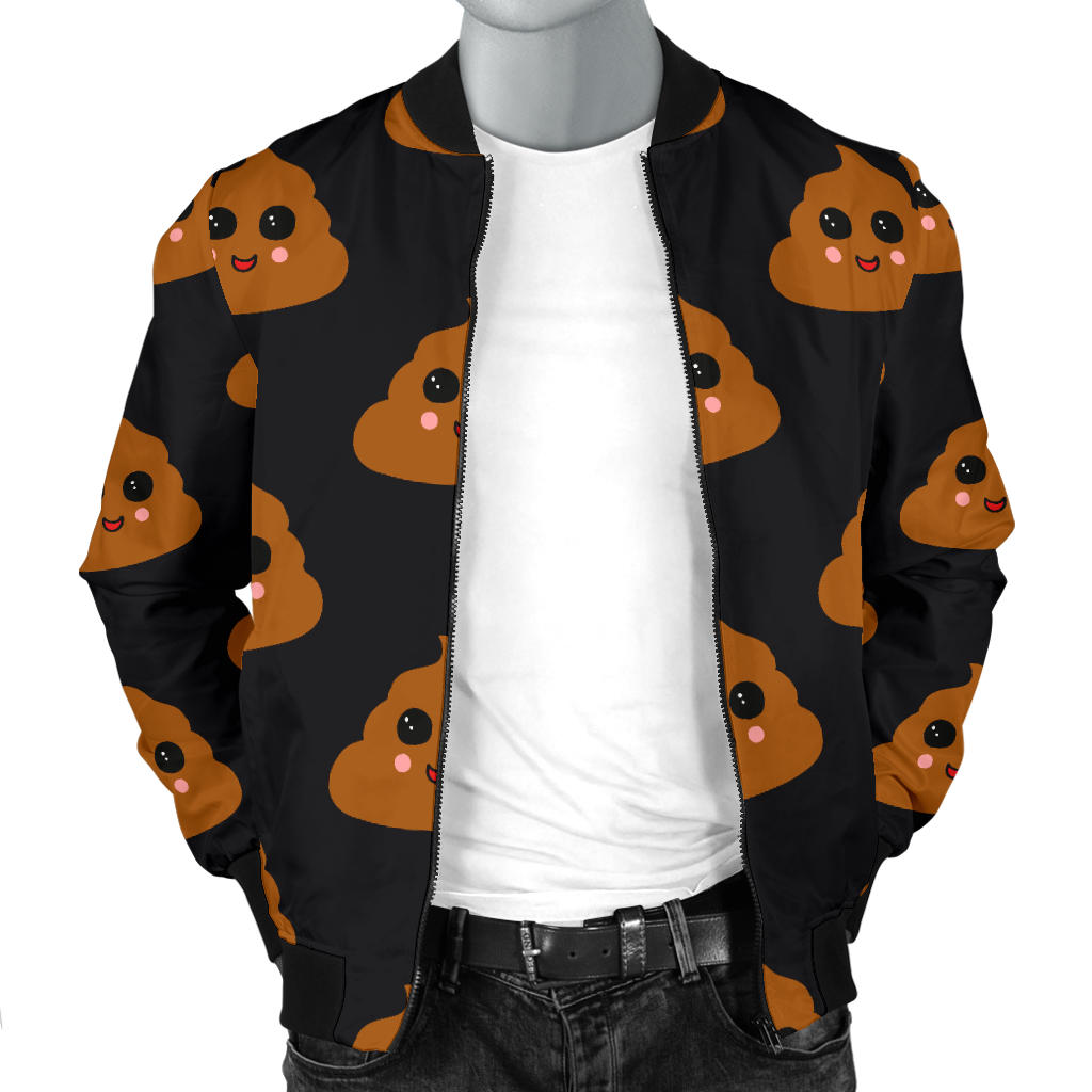 Poop Emoji Pattern Print Design A01 Men Bomber Jacket