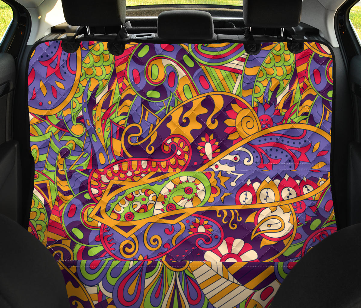 Funky Retro Pattern Print Design A04 Rear Dog Car Seat Cover Hammock