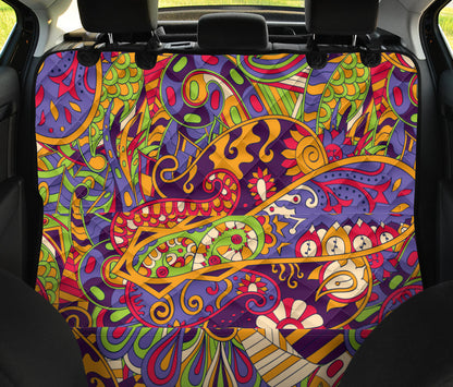 Funky Retro Pattern Print Design A04 Rear Dog Car Seat Cover Hammock