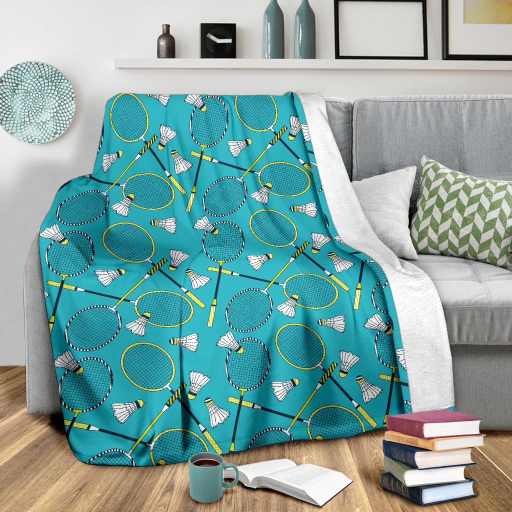 Badminton Pattern Print Design 06 Premium Blanket