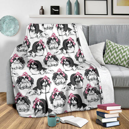Japanese Chin Pattern Print Design 01 Premium Blanket