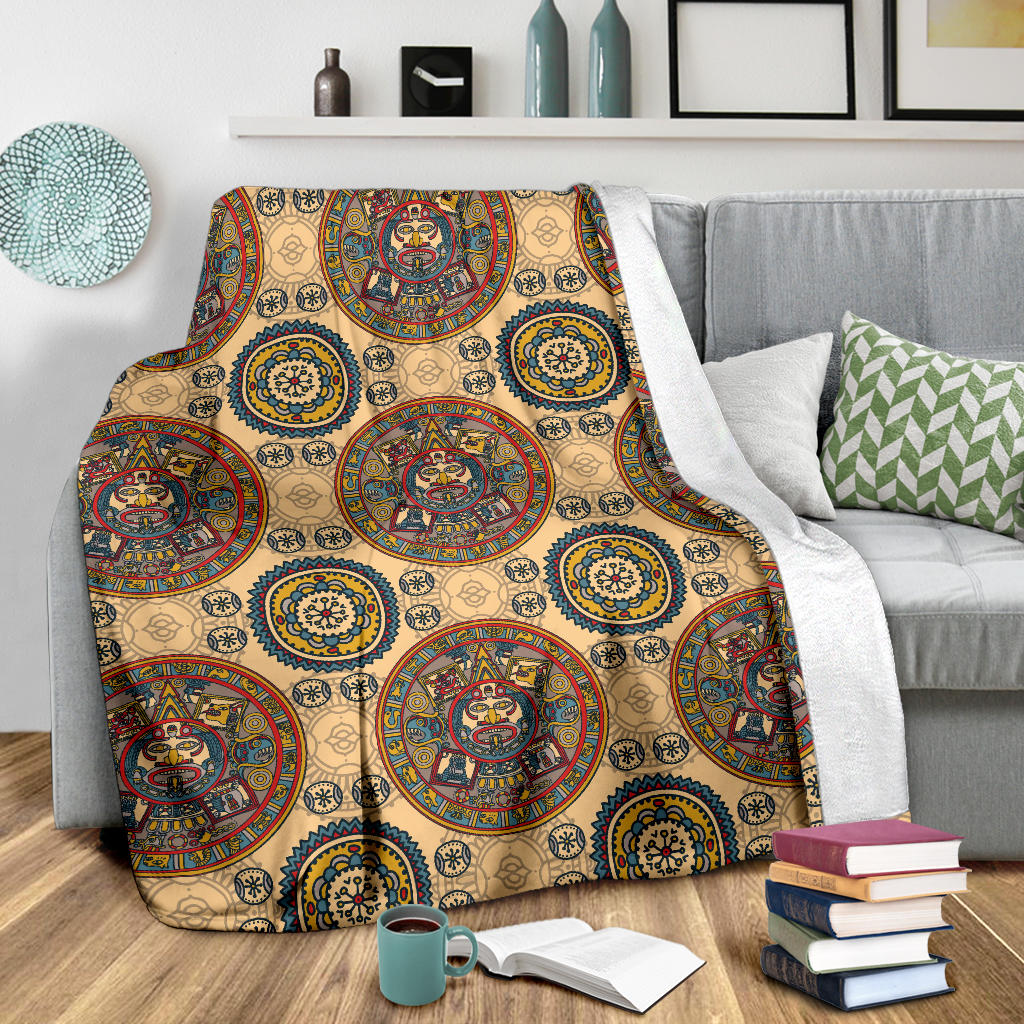 Calendar Aztec Pattern Print Design 02 Premium Blanket