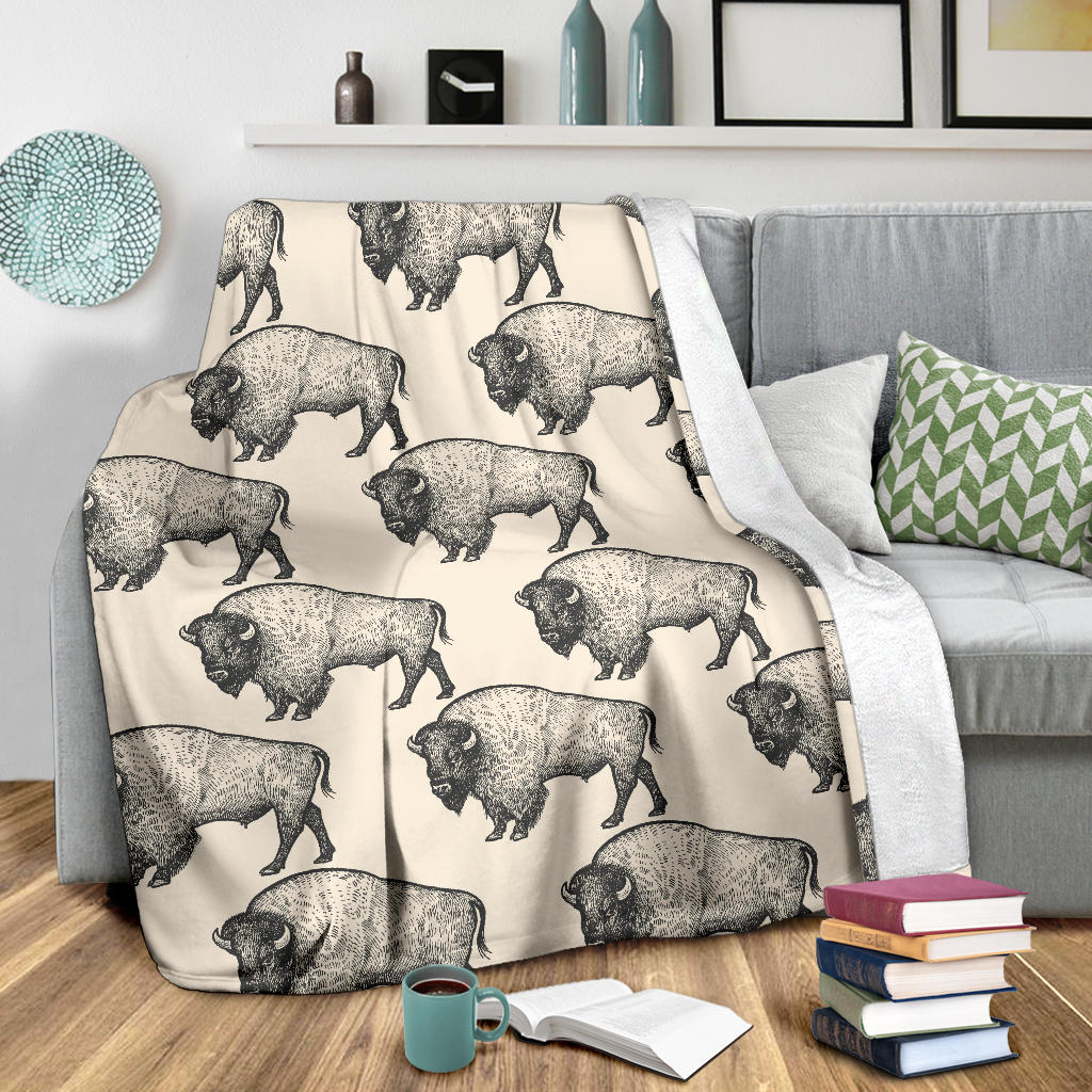 Bison Pattern Print Design 02 Premium Blanket