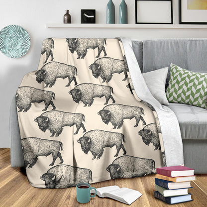 Bison Pattern Print Design 02 Premium Blanket