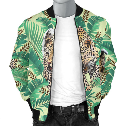 Leopard Pattern Print Design 03 Men Bomber Jacket