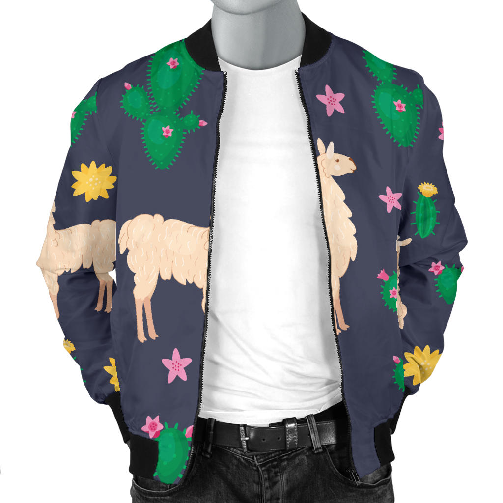 Llama Cactus Pattern Print Design 012 Men Bomber Jacket