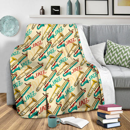 Trombone Pattern Print Design 03 Premium Blanket