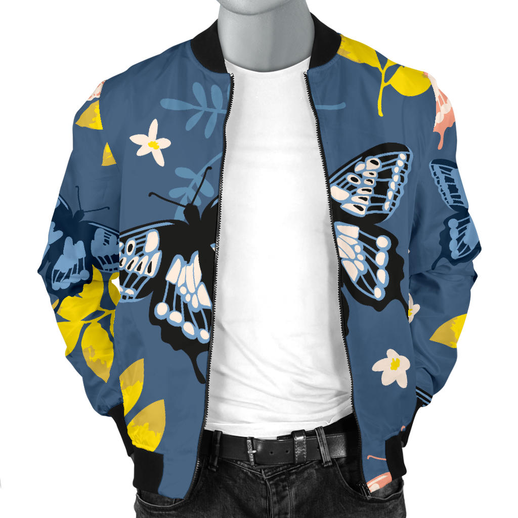 Monarch Butterfly Pattern Print Design 02 Men Bomber Jacket