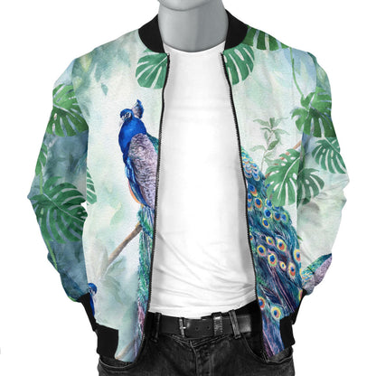 Peacock Pattern Print Design A02 Men Bomber Jacket