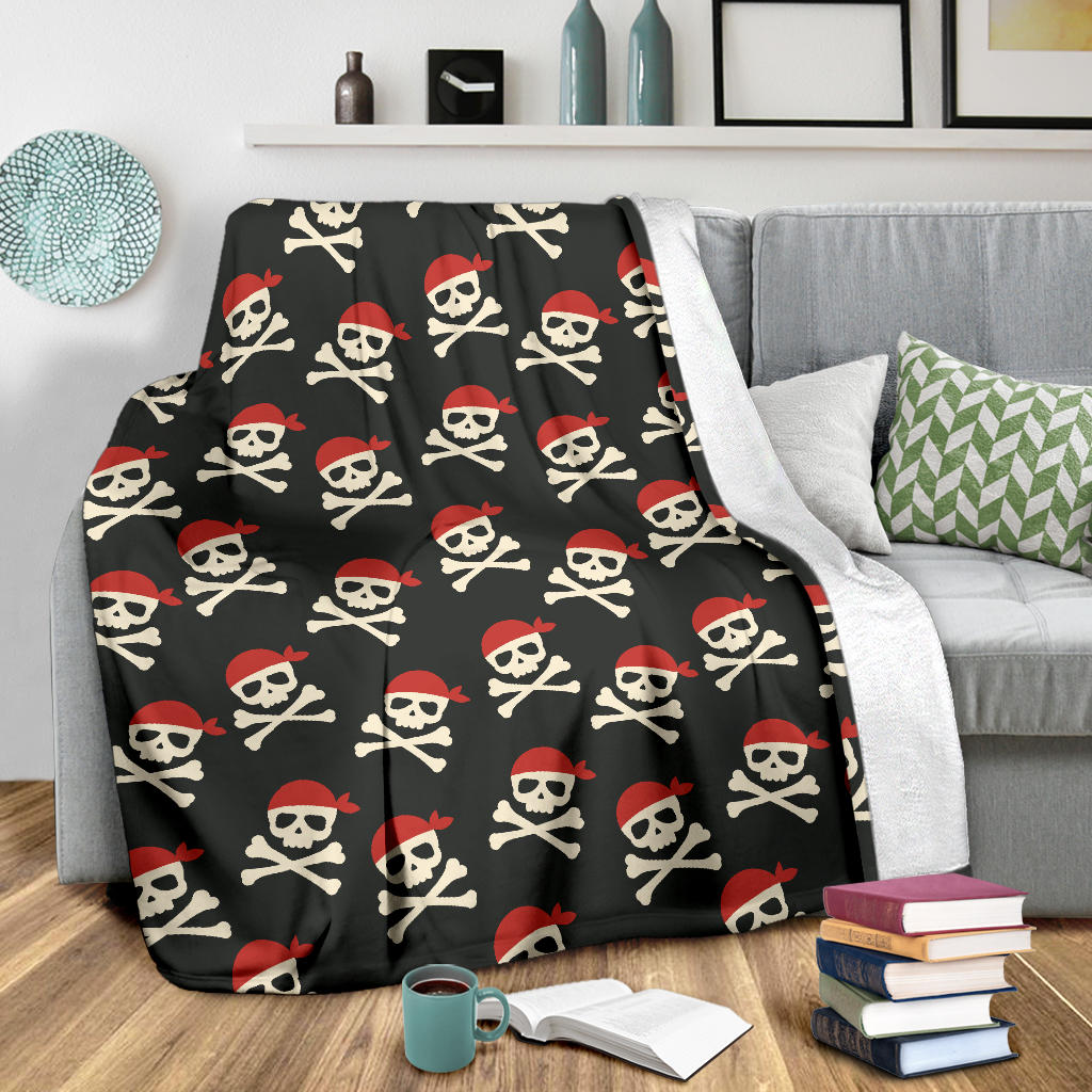Pirate Pattern Print Design A04 Premium Blanket
