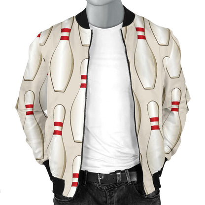 Bowling Pin Pattern Print Design 01 Men Bomber Jacket