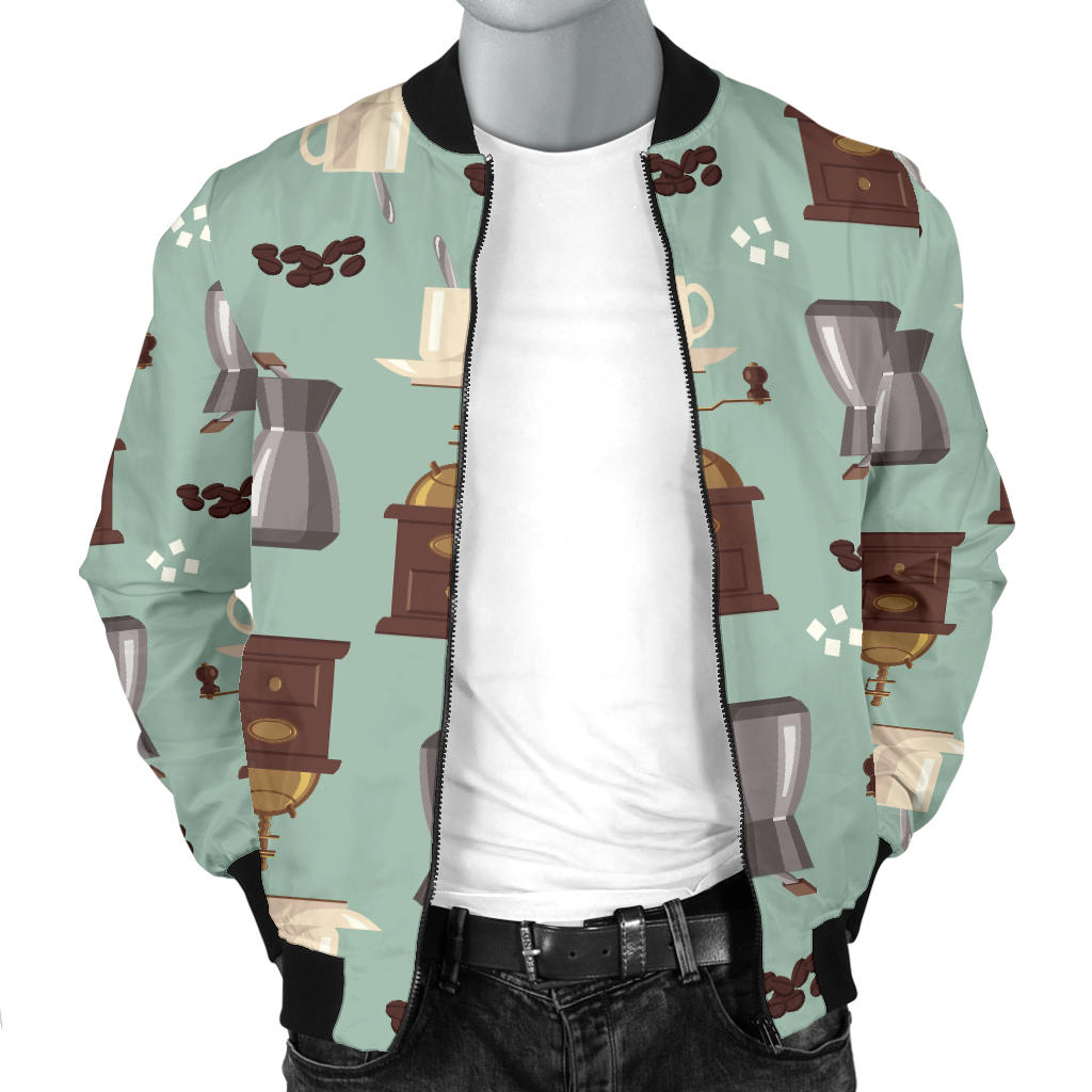 Coffee Pattern Print Design 04 Men Bomber Jacket