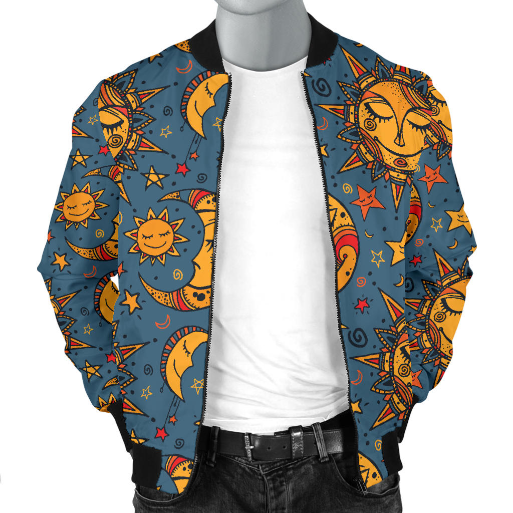 Celestial Moon Sun Pattern Print Design 02 Men Bomber Jacket