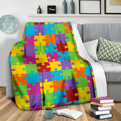 Autism Awareness Pattern Print Design 02 Premium Blanket