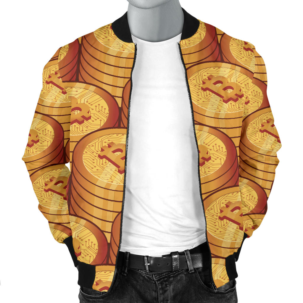 Bitcoin Pattern Print Design 02 Men Bomber Jacket