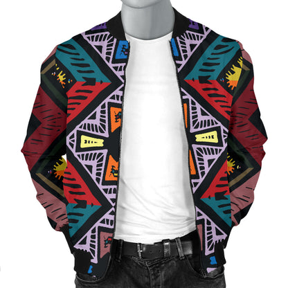 African Pattern Print Design 08 Men Bomber Jacket
