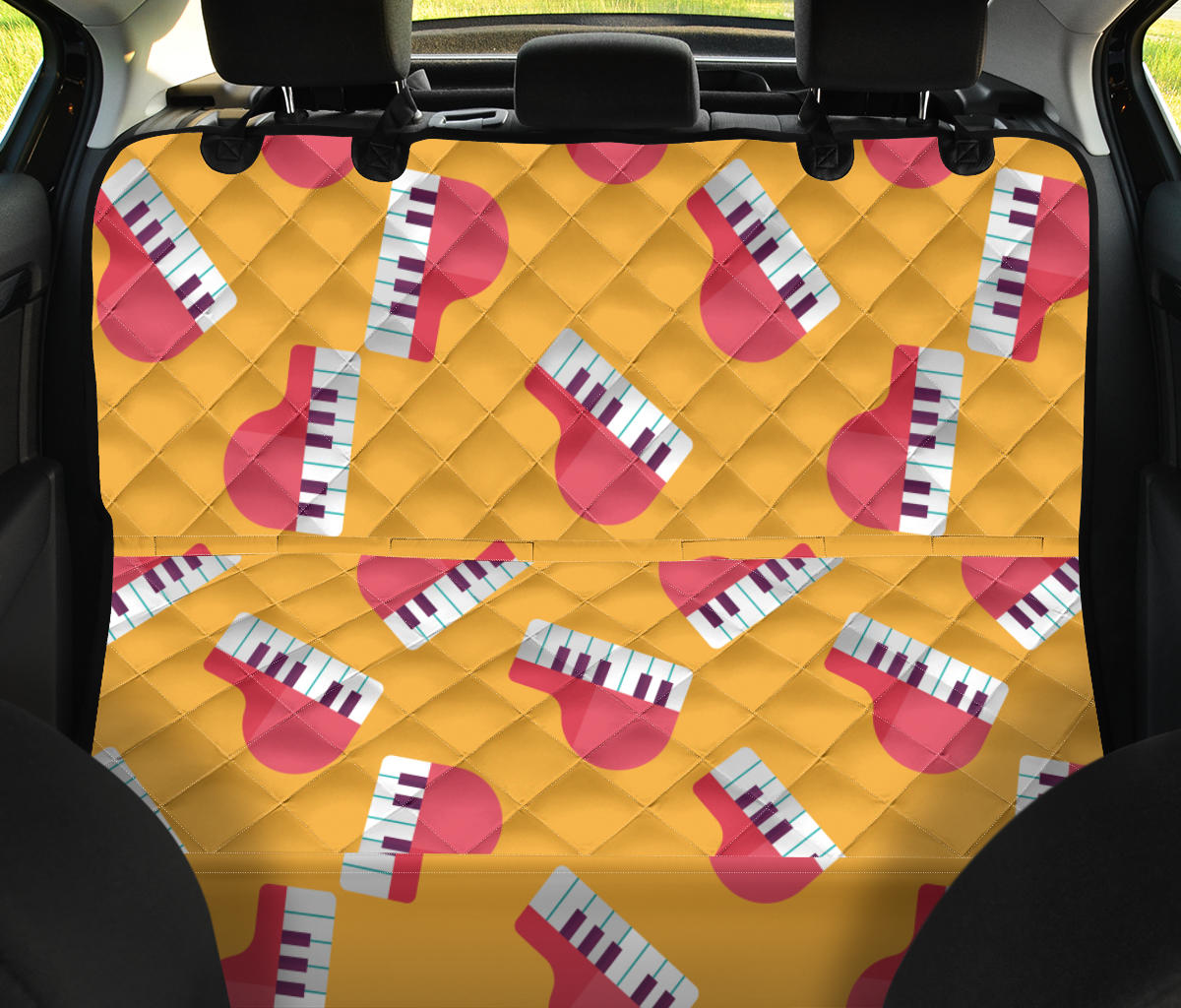 Piano Pattern Print Design 02 Rear Dog Car Seat Cover Hammock