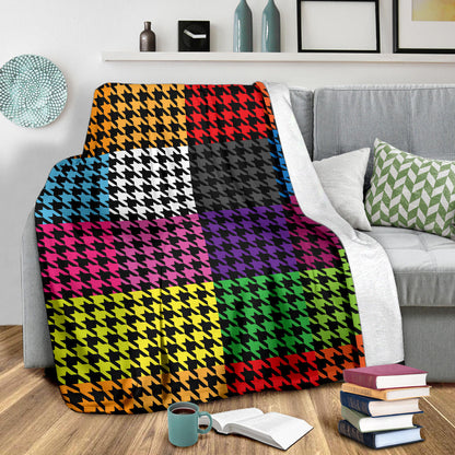 Houndstooth Colorful Pattern Print Design 01 Premium Blanket