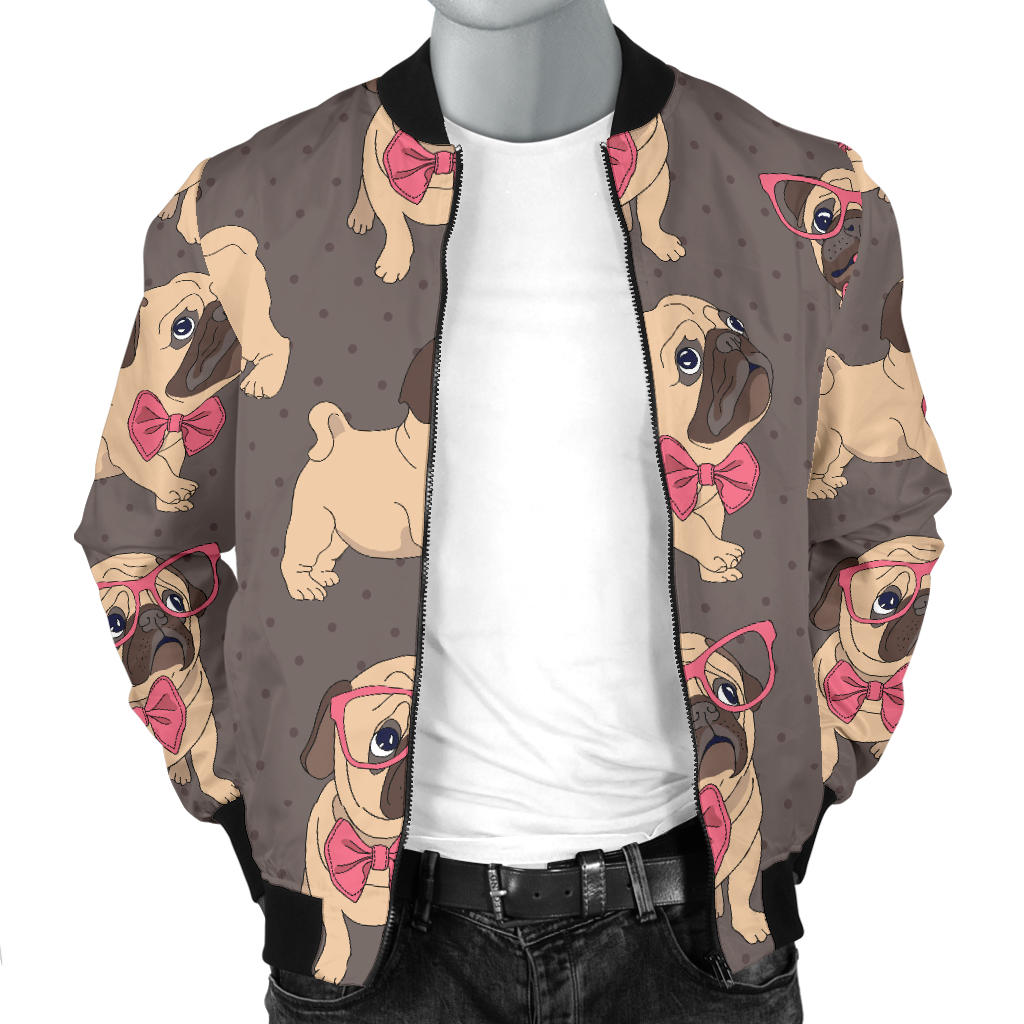 Pug Pattern Print Design A05 Men Bomber Jacket