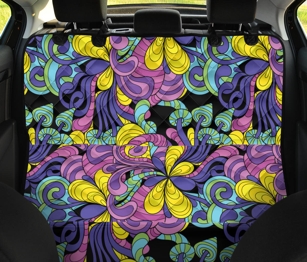 Psychedelic Pattern Print Design A04 Rear Dog Car Seat Cover Hammock