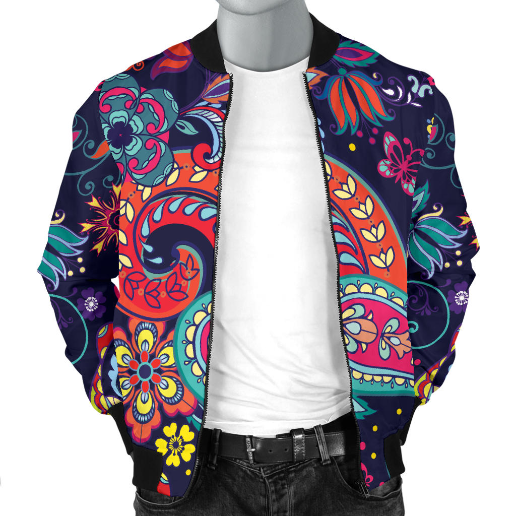 Paisley Boho Pattern Print Design A06 Men Bomber Jacket