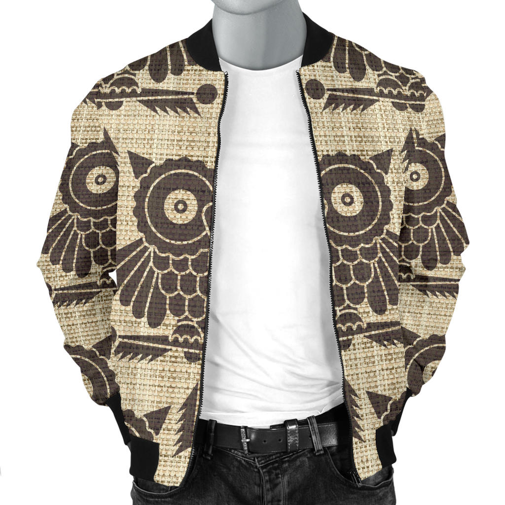Owl Pattern Print Design A01 Men Bomber Jacket