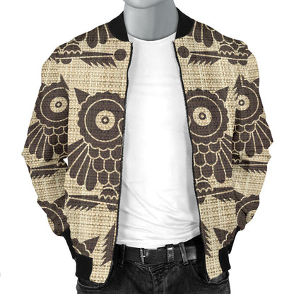 Owl Pattern Print Design A01 Men Bomber Jacket