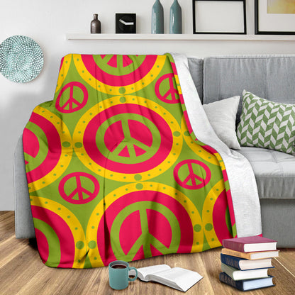 Peace Sign Pattern Print Design A01 Premium Blanket