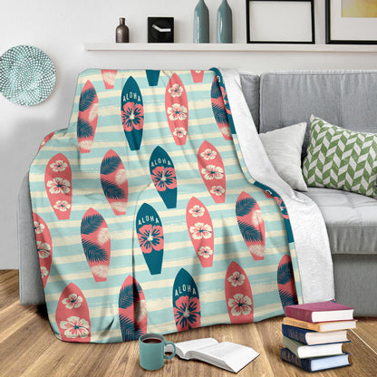 Aloha Hawaii Surfboard Pattern Print Design 02 Premium Blanket