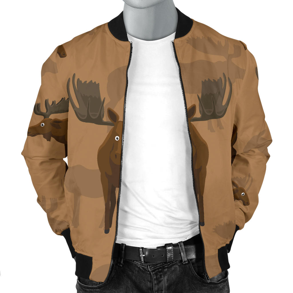 Moose Pattern Print Design 03 Men Bomber Jacket