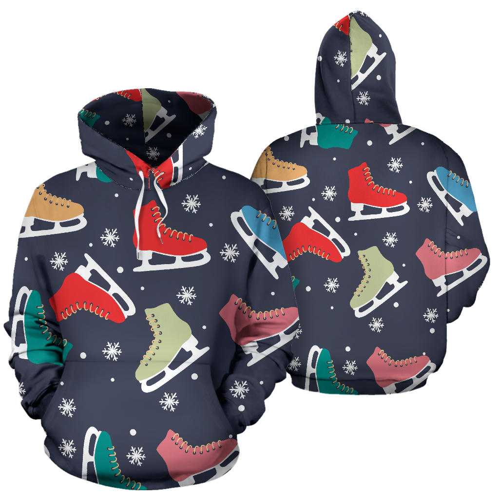 Ice Skate Pattern Print Design 04 Pullover Hoodie