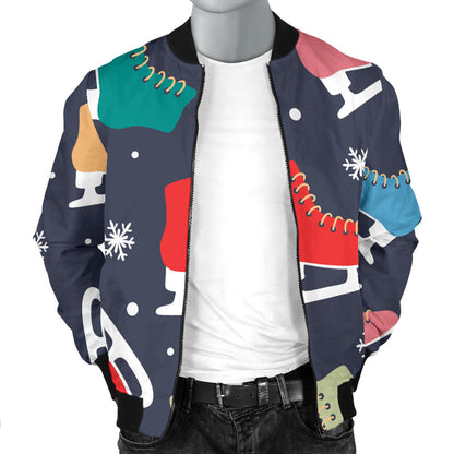 Ice Skate Pattern Print Design 04 Men Bomber Jacket