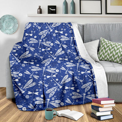 Dragonfly Pattern Print Design 03 Premium Blanket