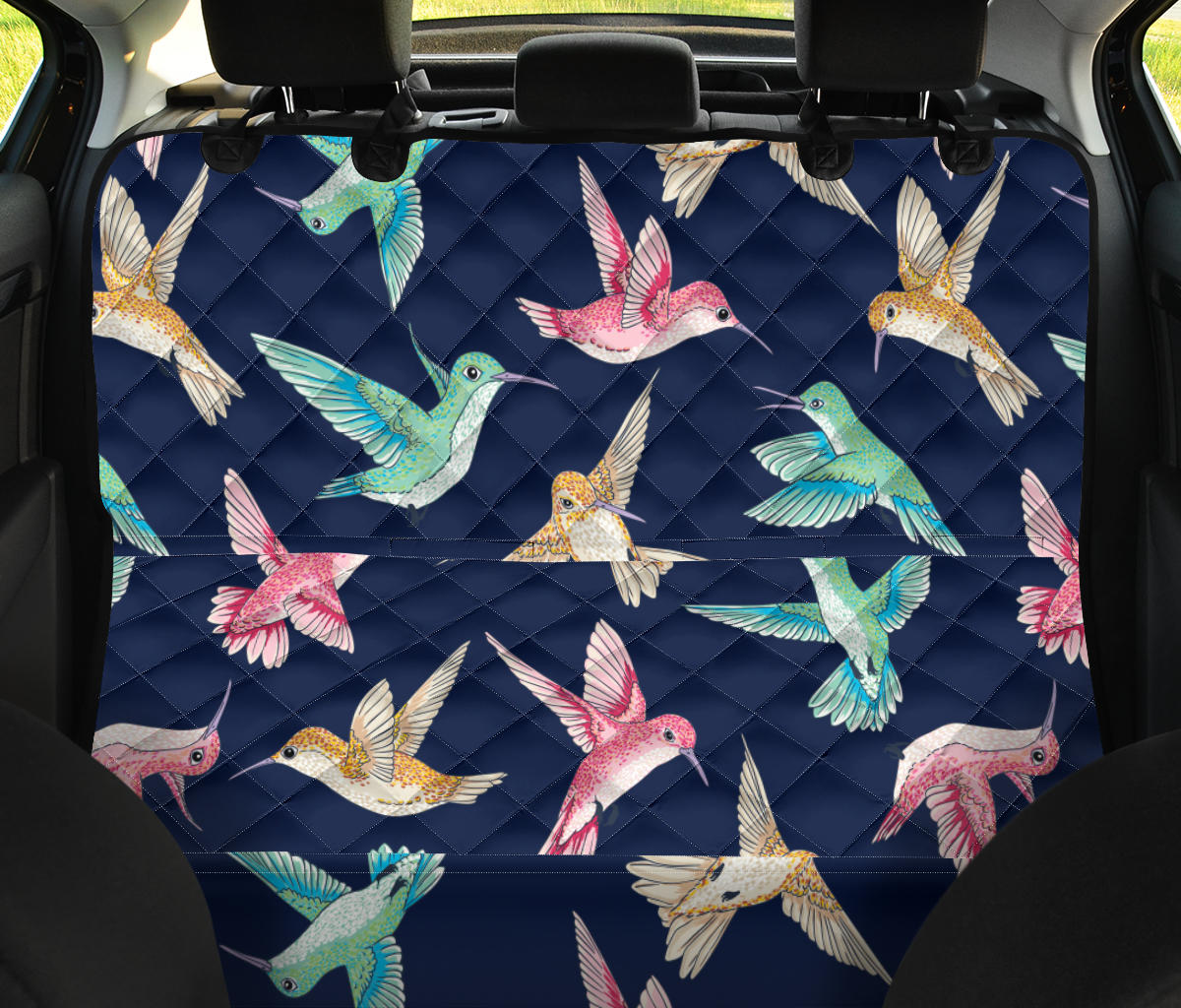 Hummingbird Cute Pattern Print Design 01 Rear Dog Car Seat Cover Hammock