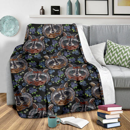 Raccoon Pattern Print Design A03 Premium Blanket