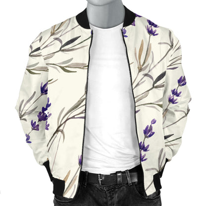 Lavender Pattern Print Design 01 Men Bomber Jacket
